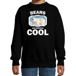 Dieren ijsberen sweater zwart kinderen - bears are serious cool trui jongens/ meisjes - cadeau grote ijsbeer/ ijsberen liefhebber - kinderkleding / kleding