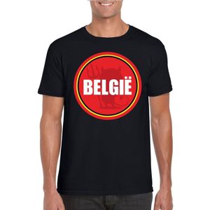 Zwart Belgie shirt met duiveltje in cirkel shirt heren - Belgie supporter shirt