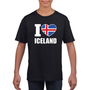 Zwart I love Ijsland supporter shirt kinderen - Ijslands shirt jongens en meisjes