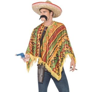 Mexicaanse verkleed poncho en snor voor heren - verkleedkleding kostuums