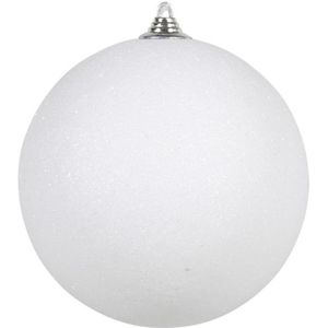 Othmar Decorations Grote kerstbal - glitters - wit - 18 cm - mega kerstballen kerstversiering