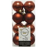 Kerstversiering kunststof kerstballen kleuren mix goud/terra bruin 4 en 6 cm pakket van 80x stuks