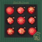 18x stuks luxe gedecoreerde glazen kerstballen rood 8 cm - Kerstboomversiering/kerstversiering/kerstornamenten