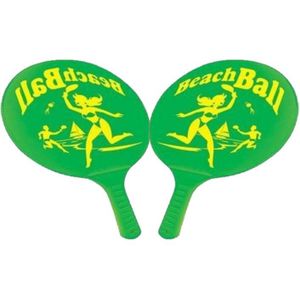 Kunststof beachball set groen - Strand balletjes - Rackets/batjes en bal - Tennis ballenspel