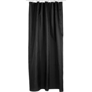 5Five Douchegordijn - zwart - polyester - 180 x 200 cm - inclusief ringen - Voor bad en douche