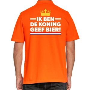 Koningsdag poloshirt / polo t-shirt Geef Bier oranje heren - Koningsdag kleding/ shirts