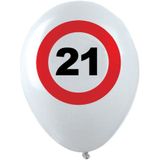 48x Leeftijd verjaardag ballonnen met 21 jaar stopbord opdruk 28 cm