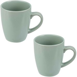 18x Groene mokken / bekers 360 ml - Theebeker / koffiemok van aardewerk groen - 360 ml - Groene beker / mok - Groen servies