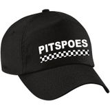 Pitspoes / finish vlag verkleed pet zwart voor dames - Pitspoes team baseball cap - carnaval / kostuum