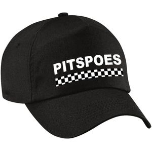 Pitspoes / finish vlag verkleed pet zwart voor dames - Pitspoes team baseball cap - carnaval / kostuum