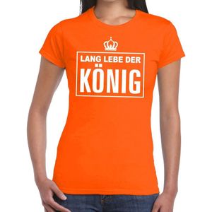 Oranje Lang lebe der Konig Duitse tekst shirt dames - Oranje Koningsdag/ Holland supporter kleding