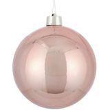 2x Grote kunststof kerstbal lichtroze 25 cm - Groot formaat roze kerstballen