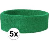 Sportdag hoofd zweetbandjes groen 5x - Hoofdbandjes team kleur groen