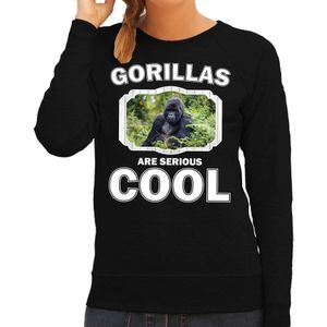 Dieren gorilla apen sweater zwart dames - gorillas are serious cool trui - cadeau sweater gorilla/ gorilla apen liefhebber