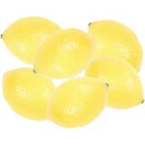 Set van 6x stuks nepfruit/Kunstfruit/deco fruit gele citroen 8 cm - Fruitschaal maken