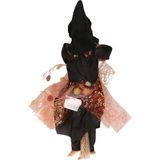 Halloween horror decoratie heksen pop op bezem - 30 cm - zwart/bruin - Versiering/feestartikelen