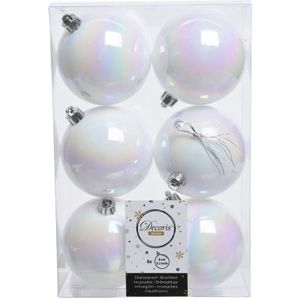 30x Parelmoer witte kunststof kerstballen 8 cm - Mat/glans - Onbreekbare plastic kerstballen - Kerstboomversiering parelmoer wit