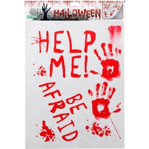 Horror/Halloween raamsticker - Bloederige teksten - 42 x 19 cm - Feestartikelen/versiering