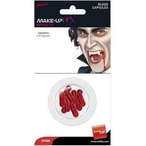 Set van 10x horror bloed capsules - Nepbloed voor Halloween - verkleed accessoires