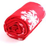 Fleece Deken/Plaid Rode Sneeuwvlokken Print 120 X 150 cm - Banddeken/Woondeken In Kerst Thema
