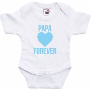 Papa forever blauw hart tekst baby rompertje wit jongens en meisjes - Kraamcadeau/ Moederdag cadeau - Babykleding