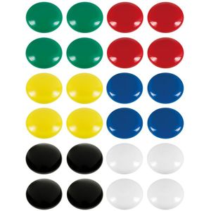 24x Ronde koelkast/whiteboard magneten 25 mm gekleurd - Hobby en kantoorartikelen