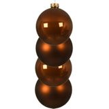 Decoris Kerstballen - 4 stuks - glas - kaneel bruin - 10 cm