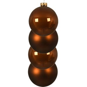 Decoris Kerstballen - 4 stuks - glas - kaneel bruin - 10 cm