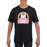 Miss Magic de eenhoorn t-shirt zwart voor meisjes - eenhoorns shirt - kinderkleding / kleding