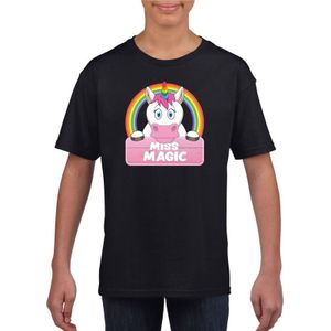 Miss Magic de eenhoorn t-shirt zwart voor meisjes - eenhoorns shirt - kinderkleding / kleding