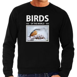 Dieren foto sweater Boomklever - zwart - heren - birds of the world - cadeau trui Boomklever vogels liefhebber