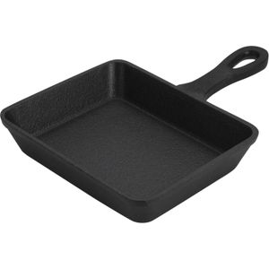 Exellent Houseware - Tapas/serveer pannetje met steel - Gietijzer zwart - 10x12cm