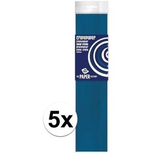 5x Crepe papier plat petrol blauw 250 x 50 cm - Knutselen met papier - Knutselspullen