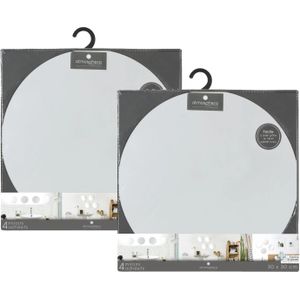 5Five Plak spiegels tegels - 8x stuks - glas - zelfklevend - 30 x 30 cm - rondjes - muur/deur/wand