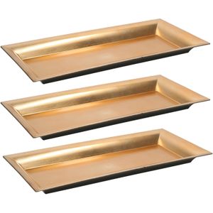 3x stuks rechthoekige gouden kaarsenplateaus/kaarsenborden 36 cm - onderborden / kaarsenborden / onderzet borden voor kaarsen