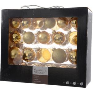 42x Gouden glazen kerstballen 5-6-7 cm - Glans/mat/glitter/doorzichtig - Kerstboomversiering goud
