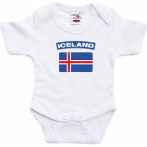 Iceland baby rompertje met vlag wit jongens en meisjes - Kraamcadeau - Babykleding - IJsland landen romper
