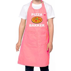 Pizza bakker schort/ keukenschort roze voor jongens en meisjes - Bakken met kinderen