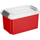 Sunware opslagbox 51 liter rood 59 x 39 x 29 cm met afsluitbare extra hoge deksel