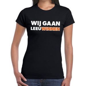 Nederland supporter t-shirt Wij gaan Leeuwinnen zwart dames - oranje landen kleding