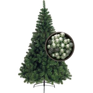 Bellatio Decorations kerstboom H240 cm - met kerstballen mintgroen