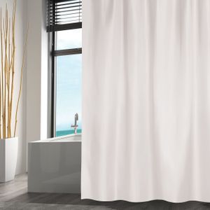 MSV Douchegordijn met ringen - wit - gerecycled polyester - 180 x 200 cm - wasbaar - Voor bad en douche
