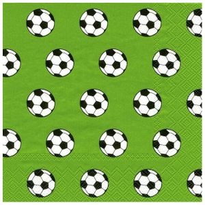 20x groen 3-laags servetten voetbal ballen 33 x 33 cm - Kleur/voetbal ballen thema