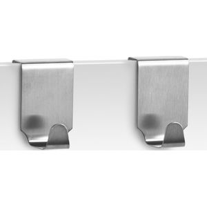 Zeller Handdoekhaken - 2x - zilver - 4 x 5 x 6 cm - Theedoekenhaken / Keukenhaakjes