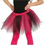 Heksen petticoat/tutu verkleed rokje roze/zwart 31 cm voor meisjes - Tule onderrokjes roze/zwart voor kinderen