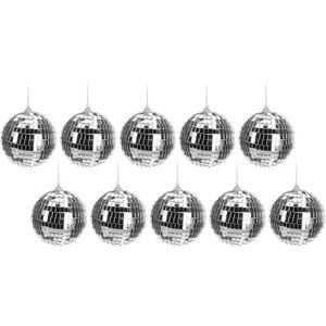 10x Kerst discoballen zilver 10 cm - kerstballen spiegelbollen / spiegelballen 10 stuks