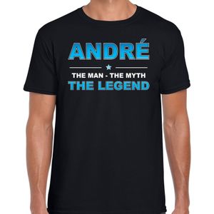 Naam cadeau Andre - The man, The myth the legend t-shirt  zwart voor heren - Cadeau shirt voor o.a verjaardag/ vaderdag/ pensioen/ geslaagd/ bedankt