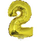 25 jaar leeftijd feestartikelen/versiering cijfers ballonnen op stokje van 41 cm - Combi van cijfer 25 in het goud