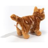 Hermann Teddy Knuffeldier kat/poes - zachte pluche stof - premium kwaliteit knuffels - rood/oranje - 20 cm