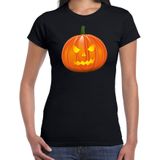 Pompoen halloween verkleed t-shirt zwart voor dames - horror shirt / kleding / kostuum